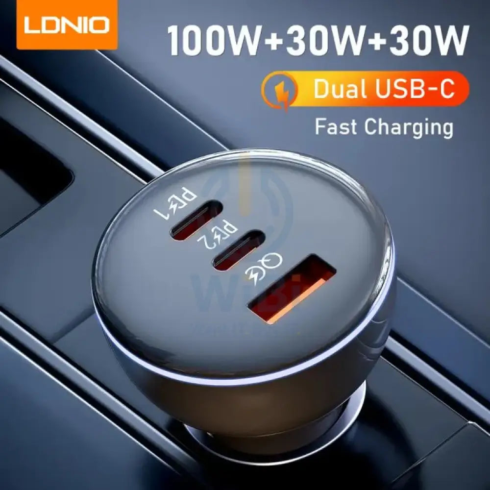 Ldnio Car Charger 160W USB + 2 PD with USB-C Cable Black – C102 Accessories > Mobiles & Tablets > Mobiles > Car Chargers