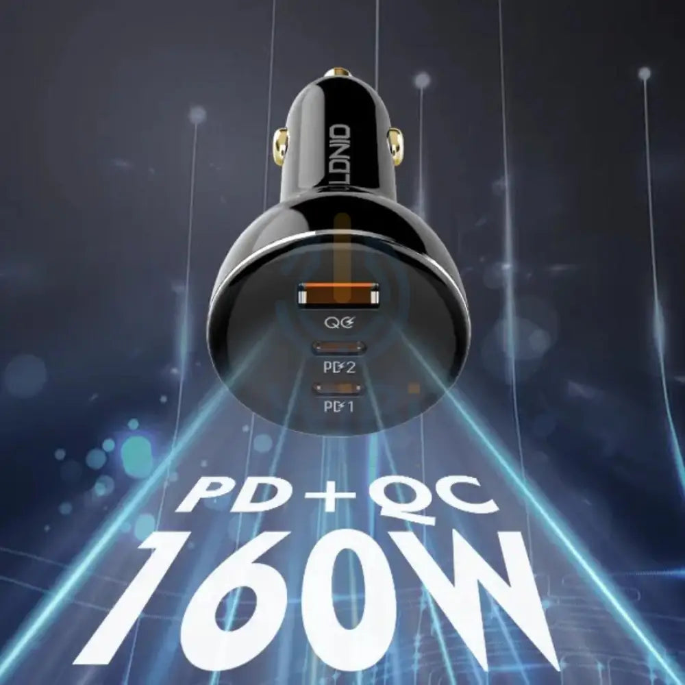 Ldnio Car Charger 160W USB + 2 PD with USB-C Cable Black – C102 Accessories > Mobiles & Tablets > Mobiles > Car Chargers