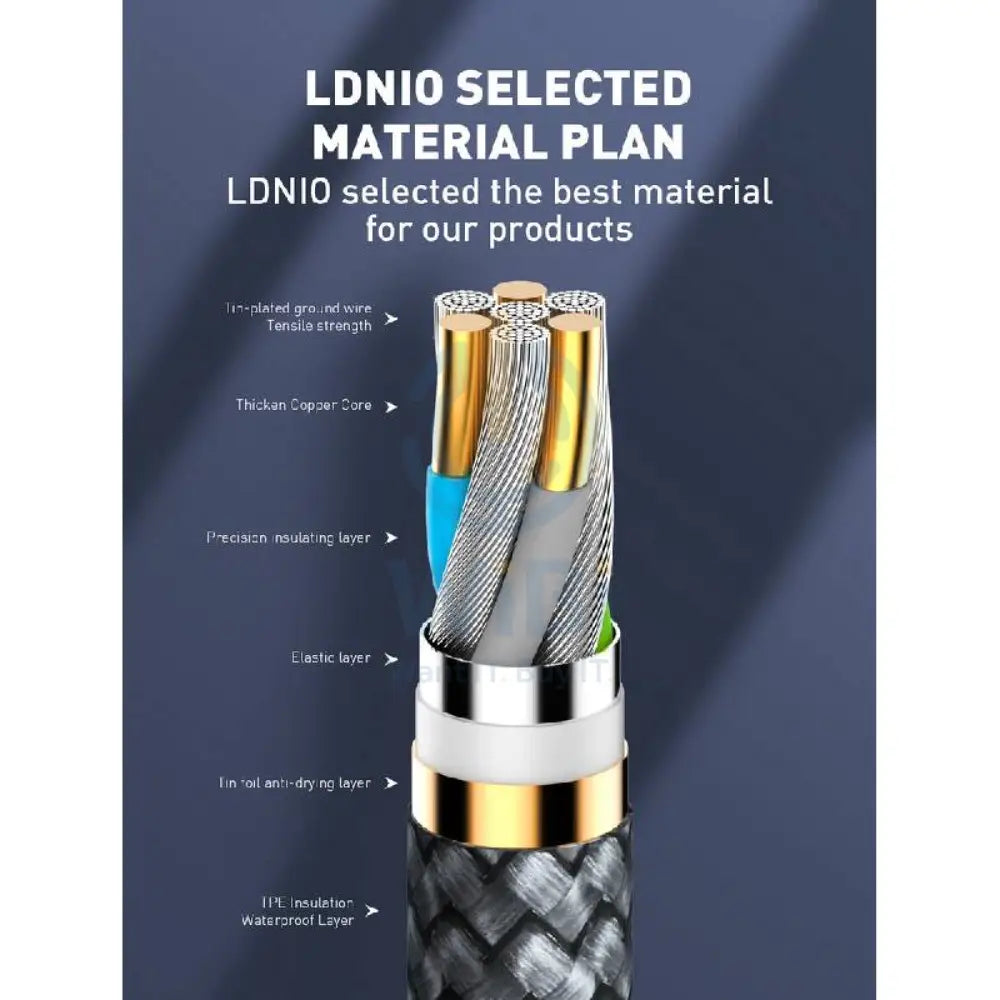 LDNIO LC112 Fast Charging Data Cable - 30W / 2 Meter / Type-C / Lightning / Grey Accessories > Cables & Converters >
