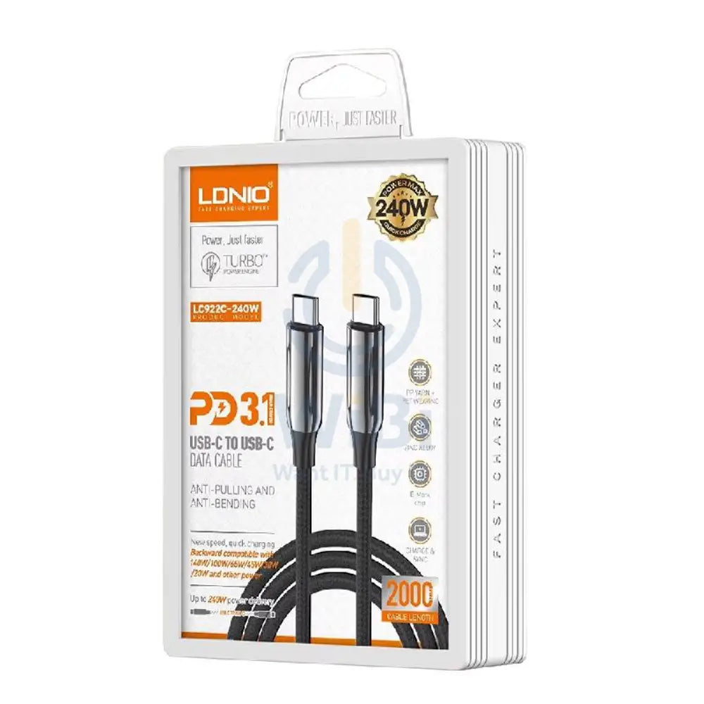 LDNIO LC922C Fast Charging Data Cable - 240W / 2 Meter / Type-C / Black Accessories > Cables & Converters > Cables