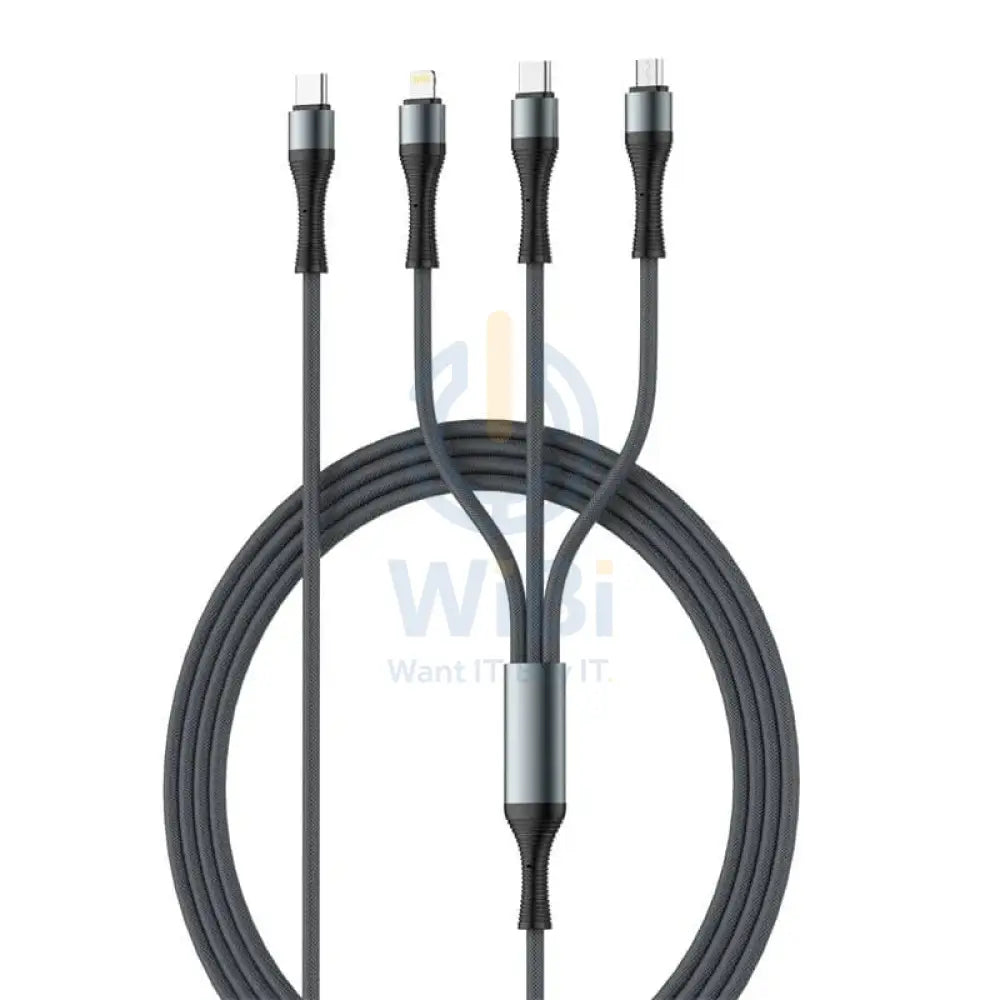 LDNIO LC94C 3-in-1 Fast Charging data Cable - 100W / 1.2 Meter / Type-C / Lightning / Micro USB / Grey Accessories >