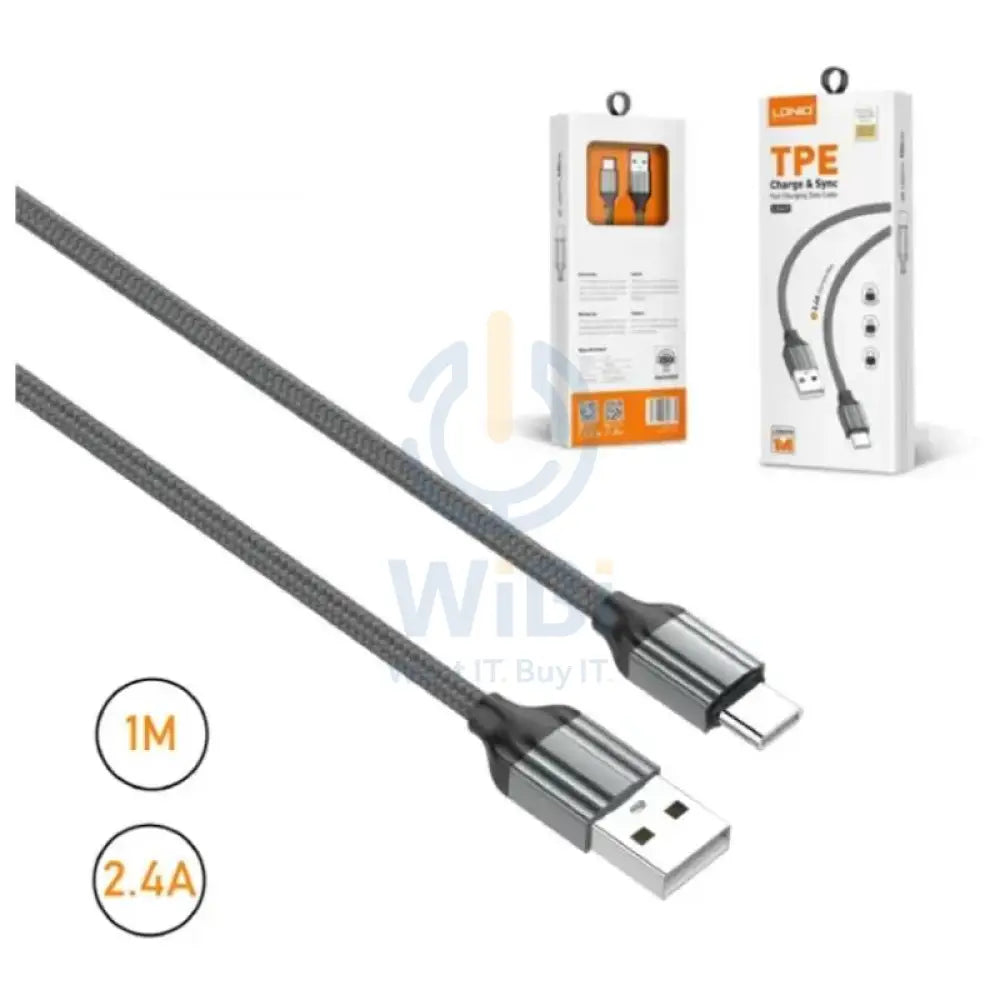 LDNIO LS441 Fast Charging Data Cable - 1 Meter / Type-C / USB-A / Grey Accessories > Cables & Converters > Cables