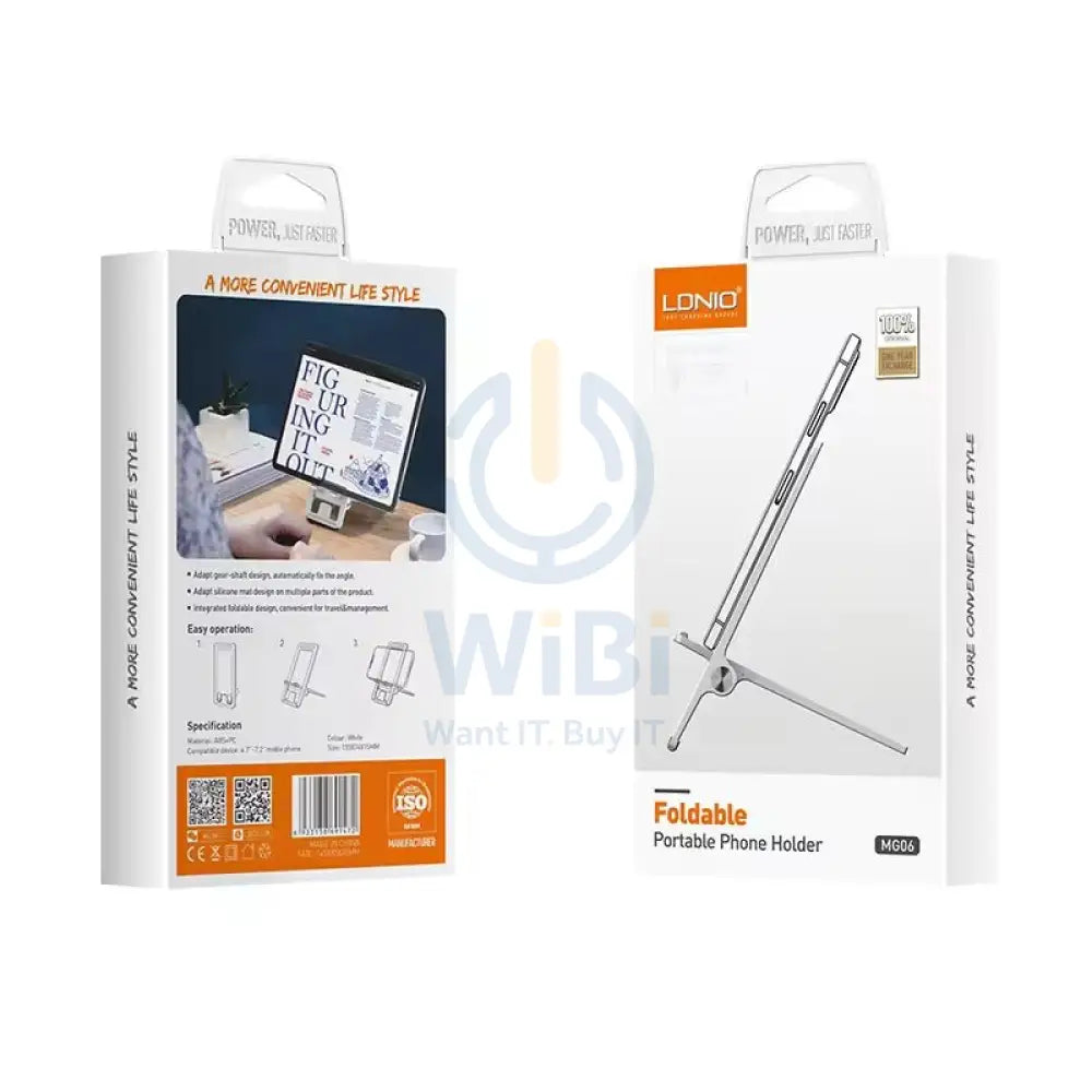 Ldnio MG06 Foldable Portable Phone Holder - White Accessories > Mobiles & Tablets > Mobiles > Mobile Holder / Stands