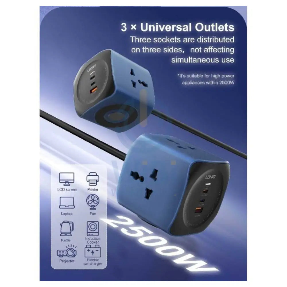 LDNIO SC3319 Universal Power Socket Cube - Blue Accessories > Power > Power Protection > Surge Protector