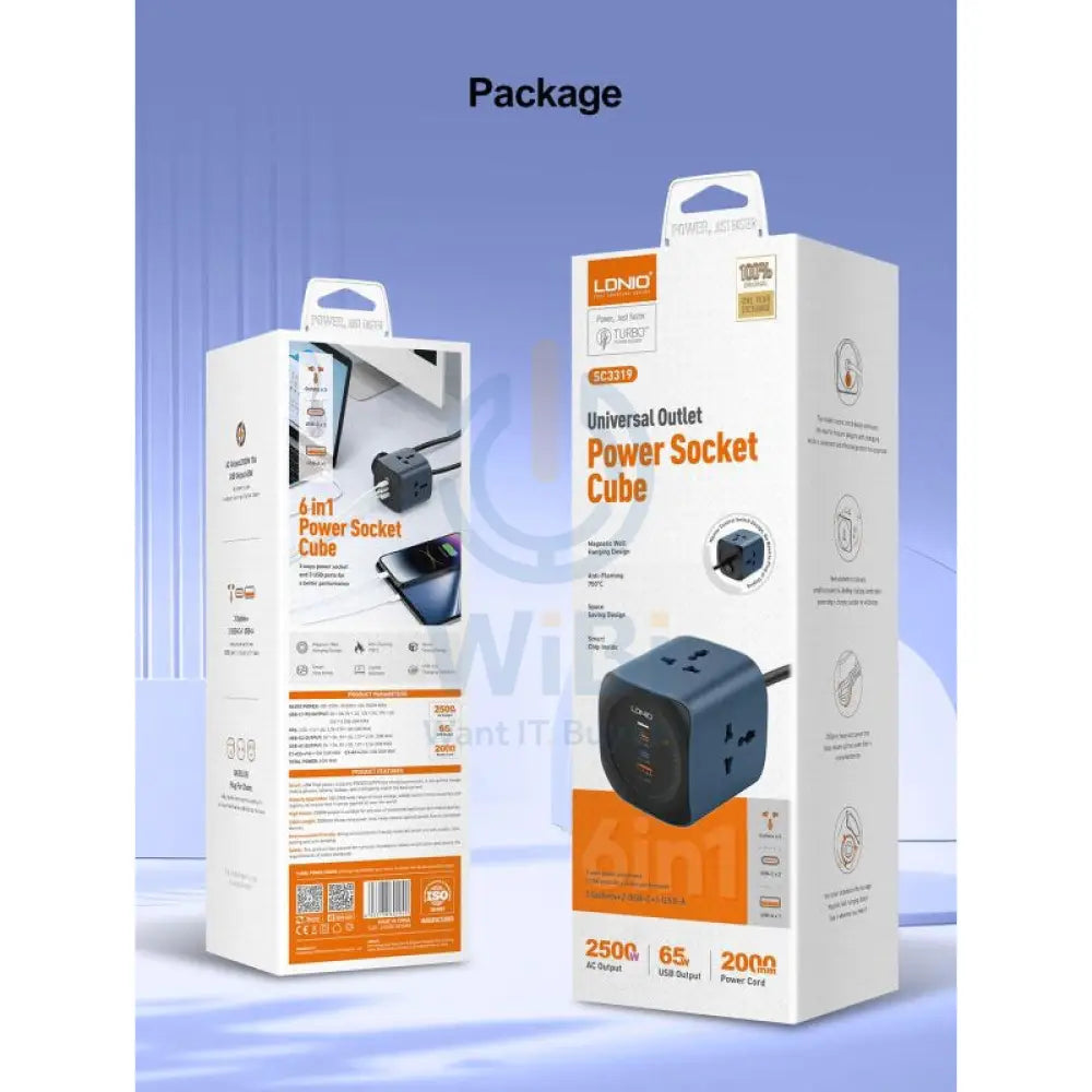 LDNIO SC3319 Universal Power Socket Cube - Blue Accessories > Power > Power Protection > Surge Protector