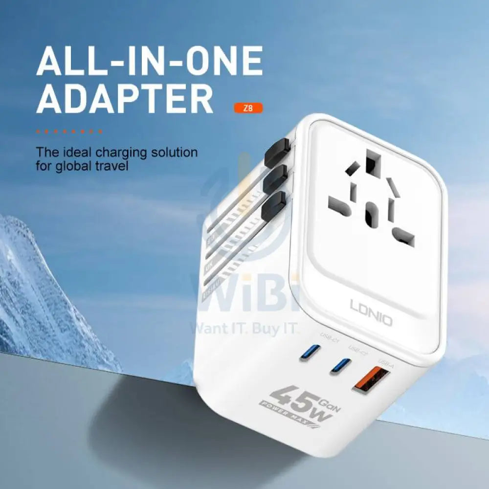 LDNIO Z8 Universal GaN Fast Charger Travel Adapter - 45W / White Accessories > Power Adapters