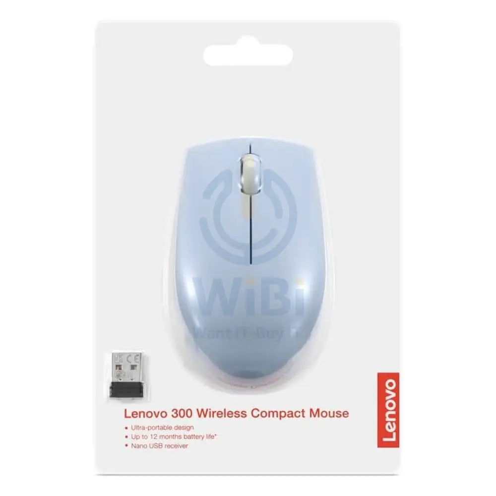 Lenovo 300 Wireless Compact Mouse - 2.40GHz / 1000 DPI / Wireless / Frost Grey - Mouse Accessories > Keyboard & Mouse