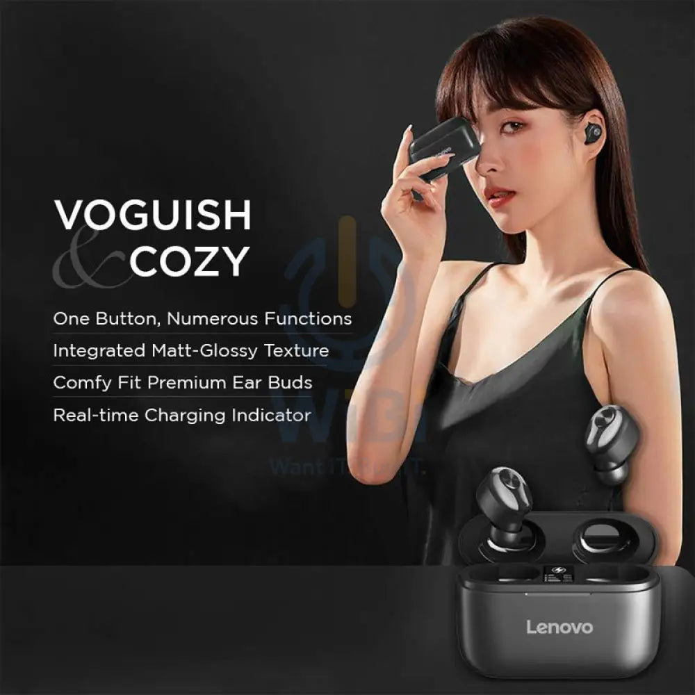 Lenovo HT18 Wireless Earbuds - Bluetooth / 10 Meter / Black Accessories > Audio > Headphones
