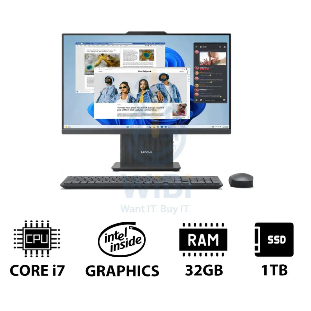 Lenovo IdeaCentre Gen 9 AIO PC - i7 / 32GB / 1TB (NVMe M.2 SSD) / 23.8’’ FHD Non-Touch / DOS (Without OS) / 1YW / Luna