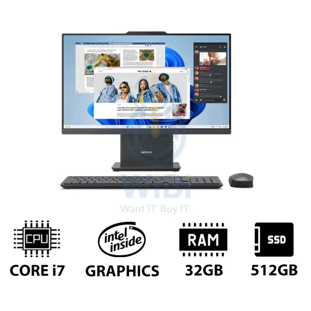 Lenovo IdeaCentre Gen 9 AIO PC - i7 / 32GB / 512GB (NVMe M.2 SSD) / 23.8’’ FHD Non-Touch / DOS (Without OS) / 1YW