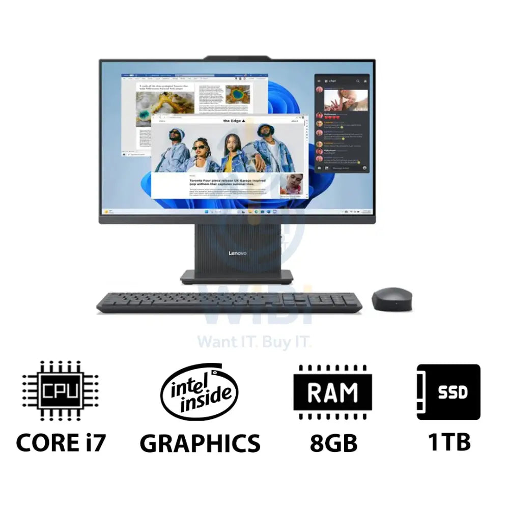 Lenovo IdeaCentre Gen 9 AIO PC - i7 / 8GB / 1TB (NVMe M.2 SSD) / 23.8’’ FHD Non-Touch / DOS (Without OS) / 1YW / Luna