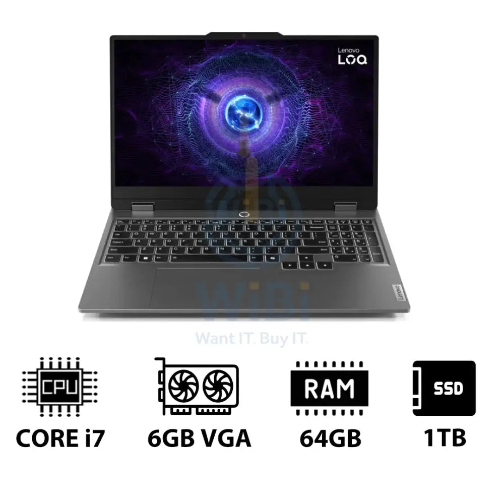 Lenovo LOQ Gen 9 AI PC - 15.6’’ FHD / i7 / 64GB / 1TB (NVMe M.2 SSD) / RTX 4050 6GB VGA / DOS (Without OS) / 1YW