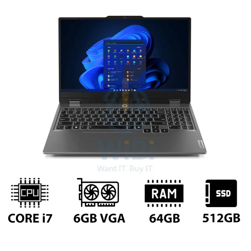 Lenovo LOQ Gen 9 AI PC - 15.6’’ FHD / i7 / 64GB / 512GB (NVMe M.2 SSD) / RTX 4050 6GB VGA / Win 11 Pro / 1YW