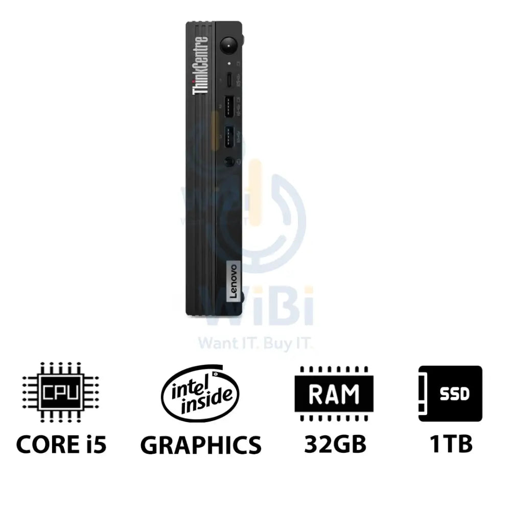 Lenovo ThinkCentre M70q Gen 4 Tiny - i5 / 32GB / 1TB (NVMe M.2 SSD) / Win 11 Pro / 1YW - Desktop Desktop & All-In-One