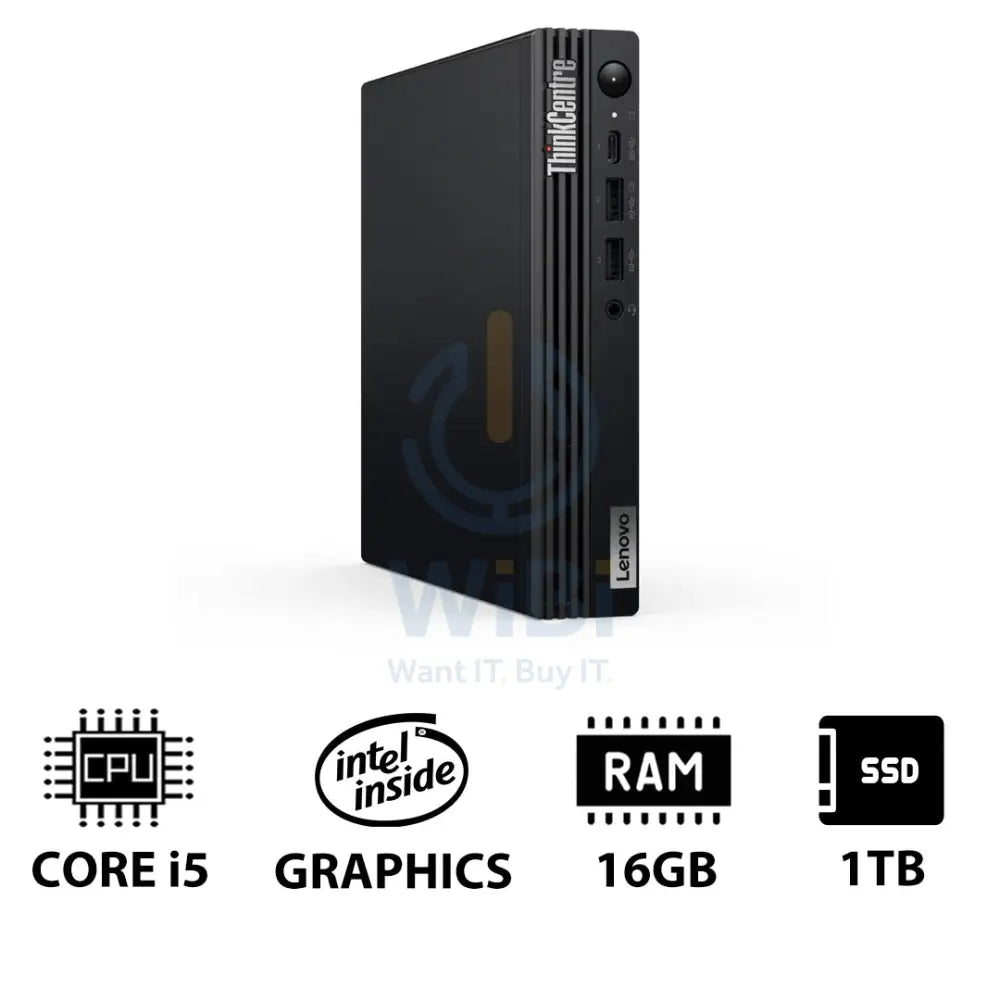 Lenovo ThinkCentre M70q Gen 5 Tiny - i5 / 16GB / 1TB (NVMe M.2 SSD) / DOS (Without OS) / 1YW - Desktop Desktop &