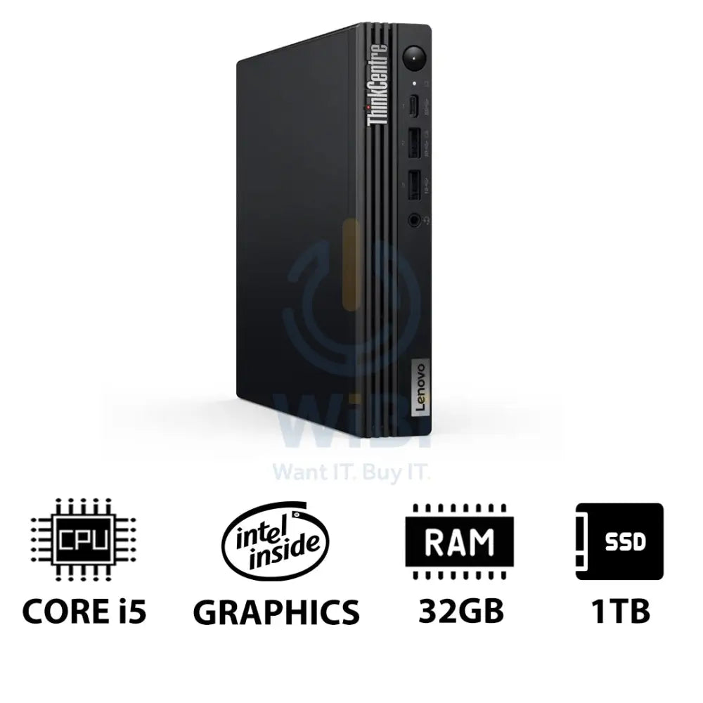 Lenovo ThinkCentre M70q Gen 5 Tiny - i5 / 32GB / 1TB (NVMe M.2 SSD) / DOS (Without OS) / 1YW - Desktop Desktop &