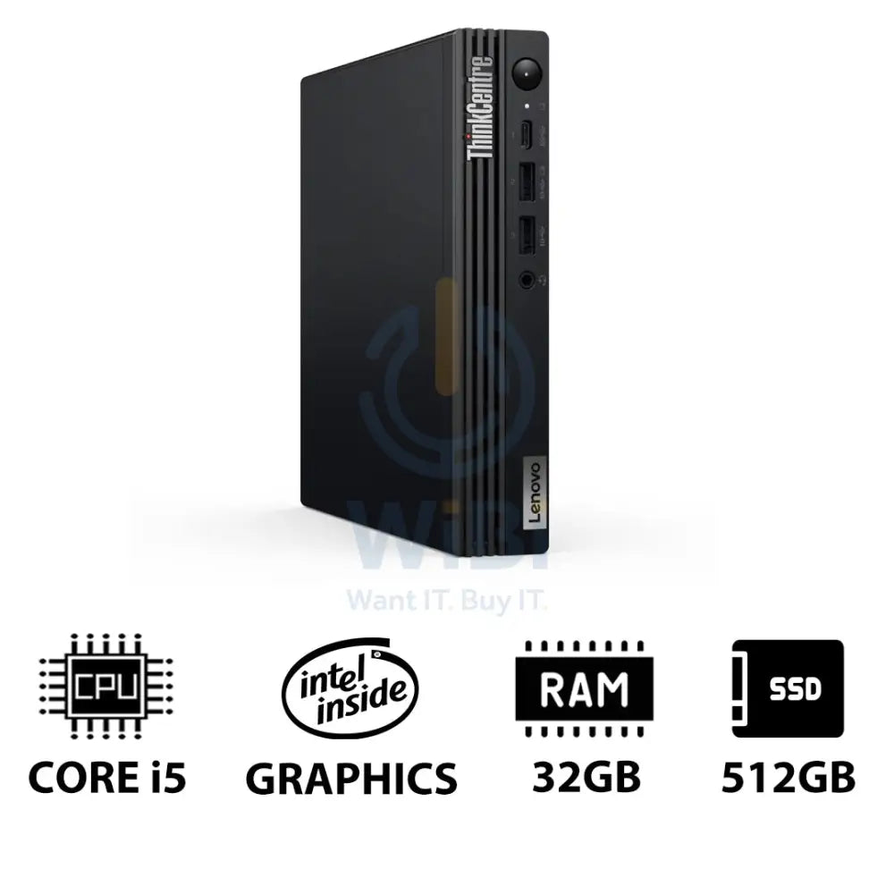 Lenovo ThinkCentre M70q Gen 5 Tiny - i5 / 32GB / 512GB (NVMe M.2 SSD) / DOS (Without OS) / 1YW - Desktop Desktop &