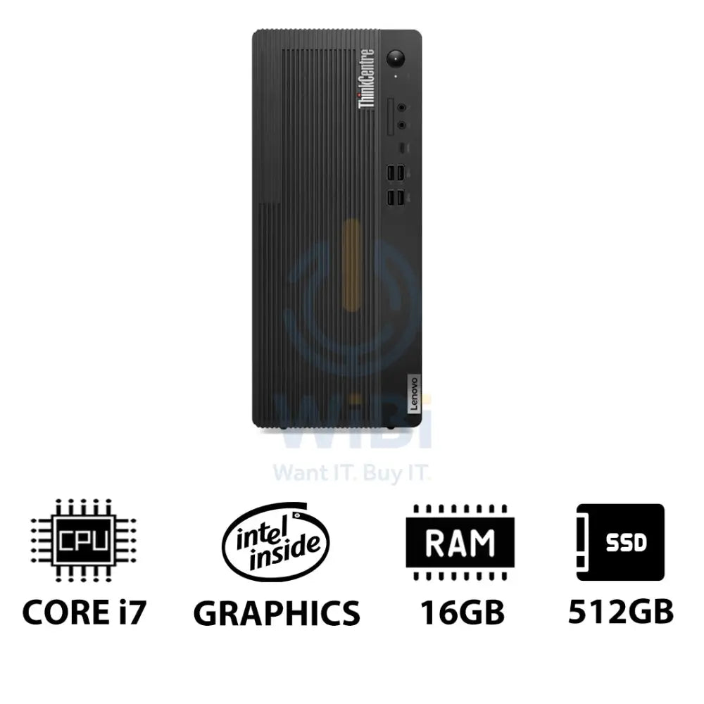Lenovo ThinkCentre M70t Gen 5 - i7 / 16GB / 512GB (NVMe M.2 SSD) / Win 11 Pro / 1YW - Desktop Desktop & All-In-One PCs