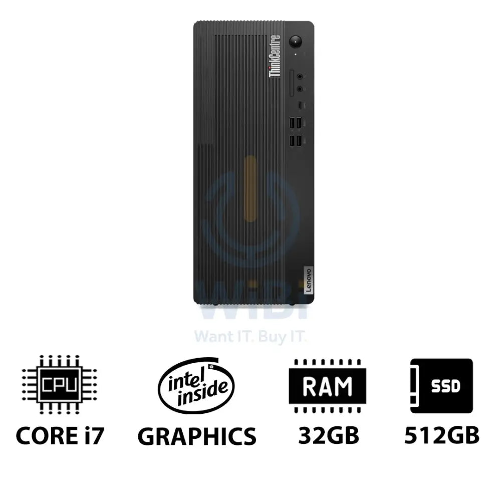 Lenovo ThinkCentre M70t Gen 5 - i7 / 32GB / 512GB (NVMe M.2 SSD) / Win 11 Pro / 1YW - Desktop Desktop & All-In-One PCs