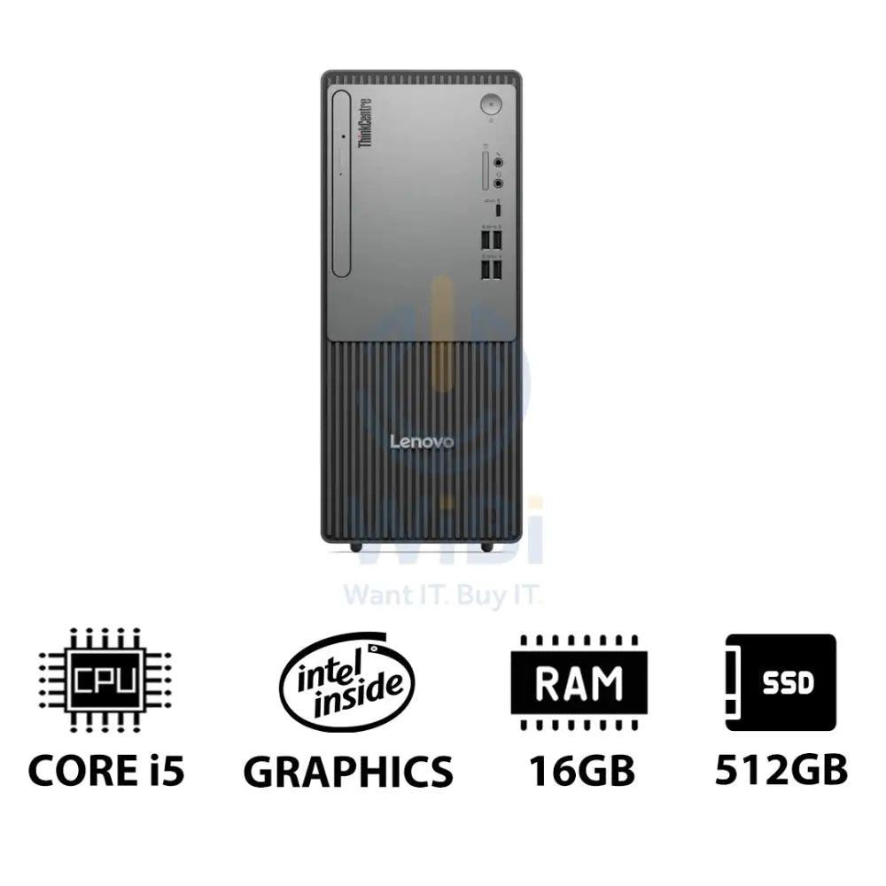Lenovo ThinkCentre neo 50t Gen 5 - i5 / 16GB / 512GB (NVMe M.2 SSD) / DOS (Without OS) / 1YW / Black - Desktop Desktop