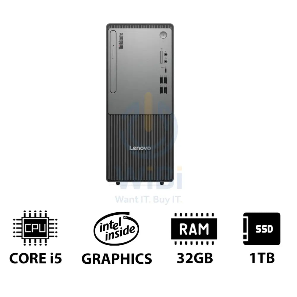 Lenovo ThinkCentre neo 50t Gen 5 - i5 / 32GB / 1TB (NVMe M.2 SSD) / DOS (Without OS) / 1YW / Black - Desktop Desktop &