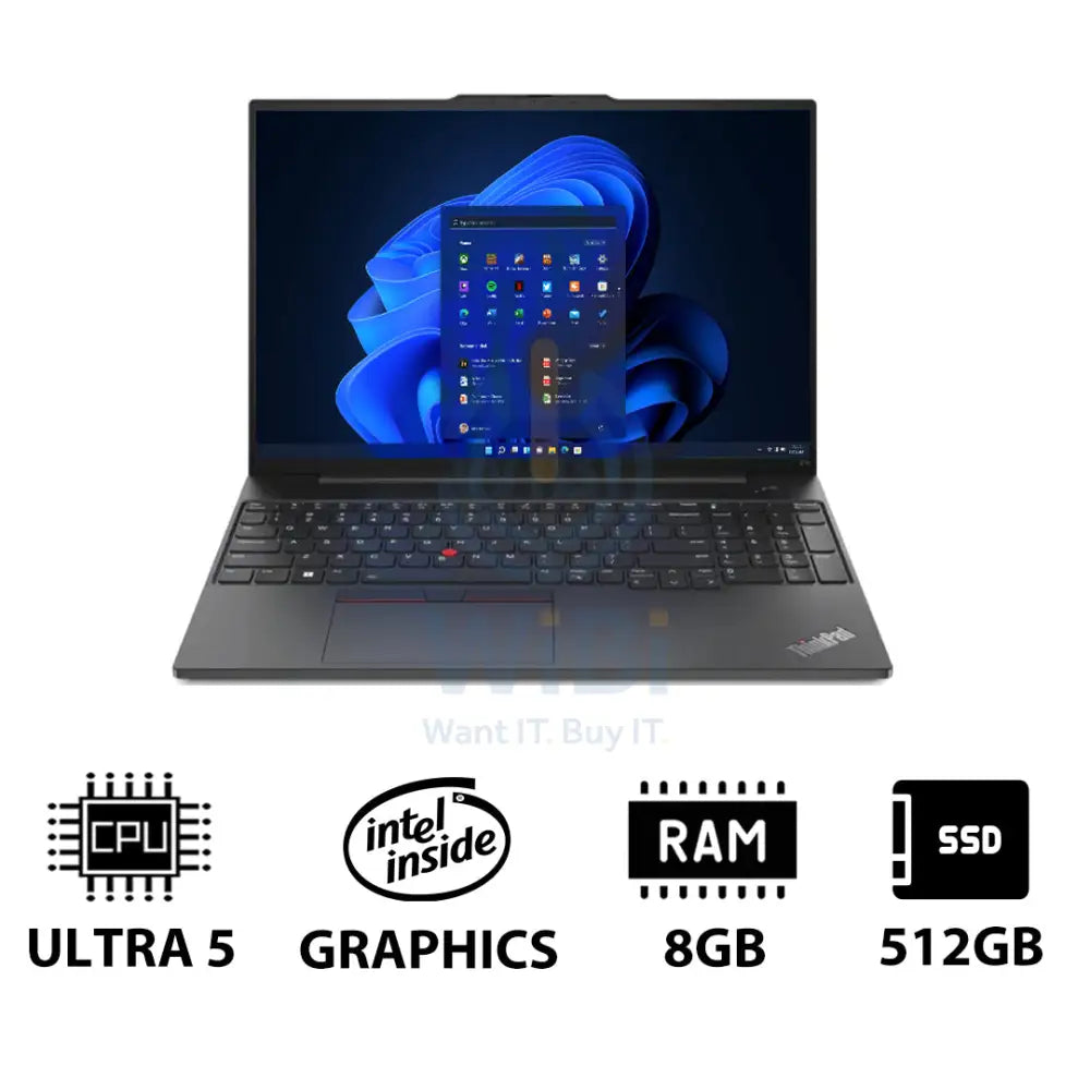 Lenovo ThinkPad E16 Gen 2 - 16.0’’ WUXGA / Ultra 5 125U / 8GB / 512GB (NVMe M.2 SSD) / Win 11 Pro / 1YW