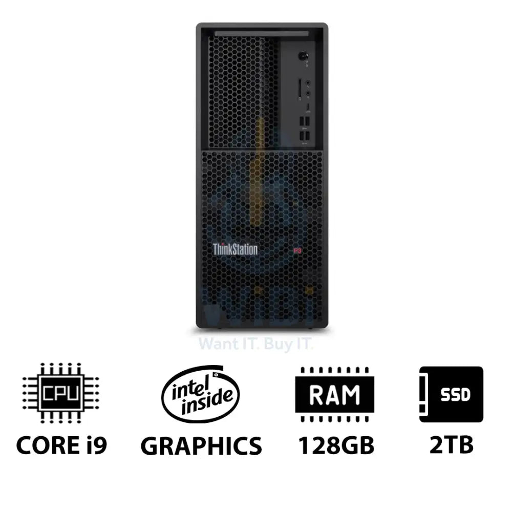 Lenovo ThinkStation P3 Tower - i9-14900K 3.2GHz / 24-Cores / 128GB / 2TB (NVMe M.2 SSD) / DOS (Without OS) / 3YW