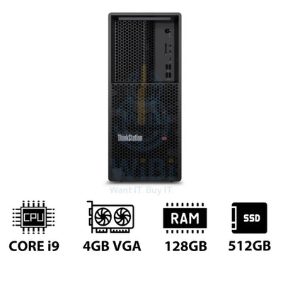 Lenovo ThinkStation P3 Tower - i9-14900K 3.2GHz / 24-Cores / 128GB / 512GB (NVMe M.2 SSD) / NVIDIA T400 4GB VGA / DOS