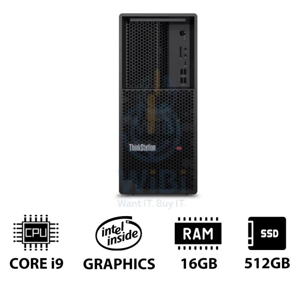 Lenovo ThinkStation P3 Tower - i9-14900K 3.2GHz / 24-Cores / 16GB / 512GB (NVMe M.2 SSD) / Win 11 Pro / 3YW