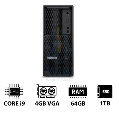 Lenovo ThinkStation P3 Tower - i9-14900K 3.2GHz / 24-Cores / 64GB / 1TB (NVMe M.2 SSD) / NVIDIA T400 4GB VGA / DOS