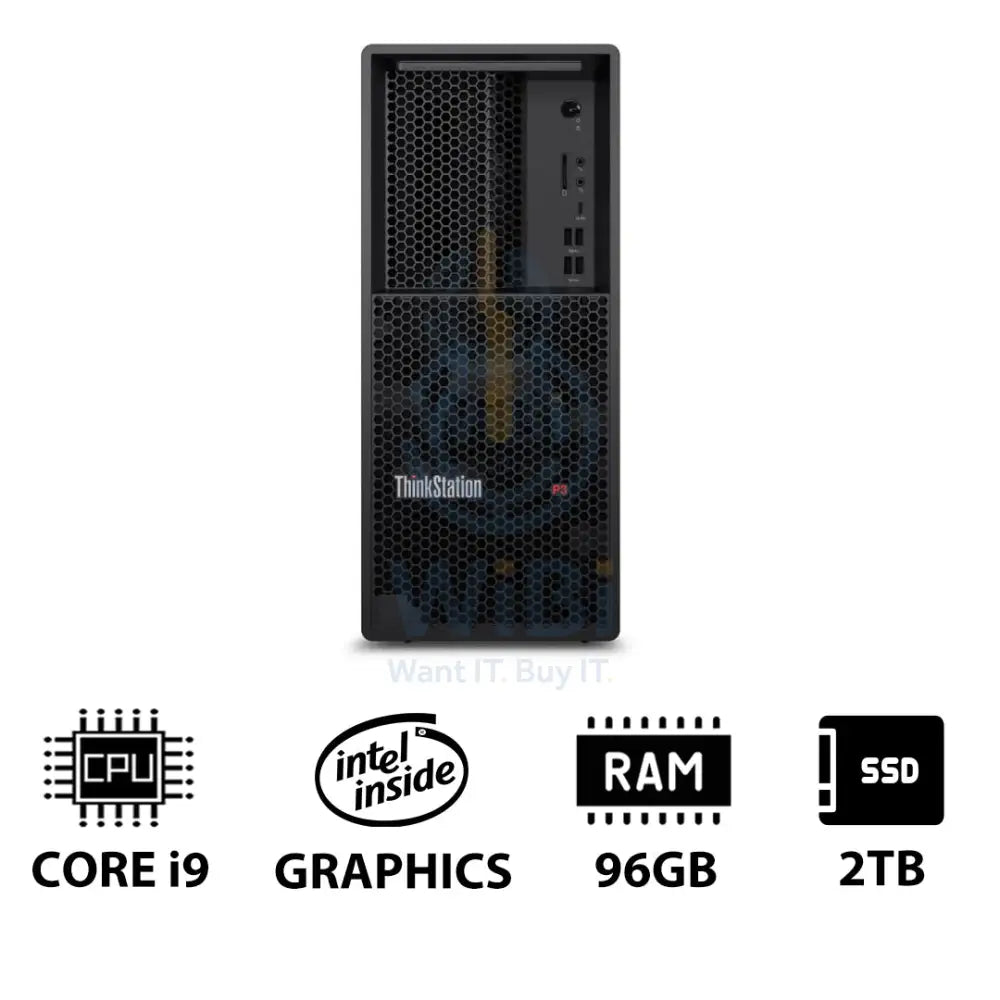 Lenovo ThinkStation P3 Tower - i9-14900K 3.2GHz / 24-Cores / 96GB / 2TB (NVMe M.2 SSD) / DOS (Without OS) / 3YW