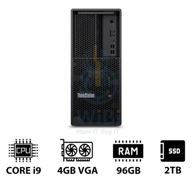 Lenovo ThinkStation P3 Tower - i9-14900K 3.2GHz / 24-Cores / 96GB / 2TB (NVMe M.2 SSD) / NVIDIA T400 4GB VGA / DOS