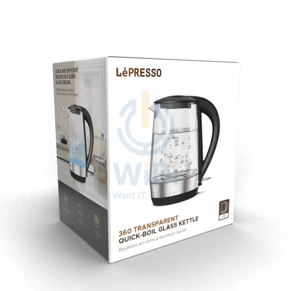 LePresso 360 Transparent Quick-Boil Glass Kettle - Black Accessories > Other Accessories