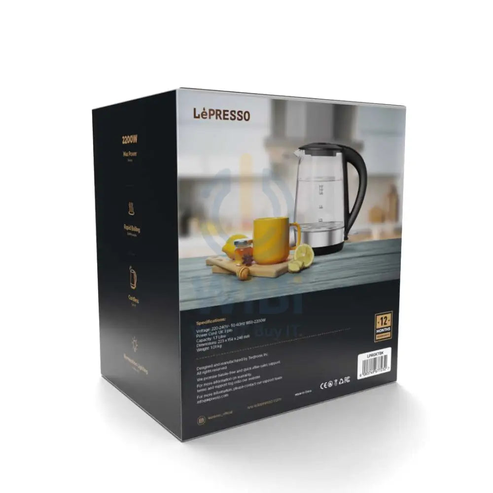LePresso 360 Transparent Quick-Boil Glass Kettle - Black Accessories > Other Accessories