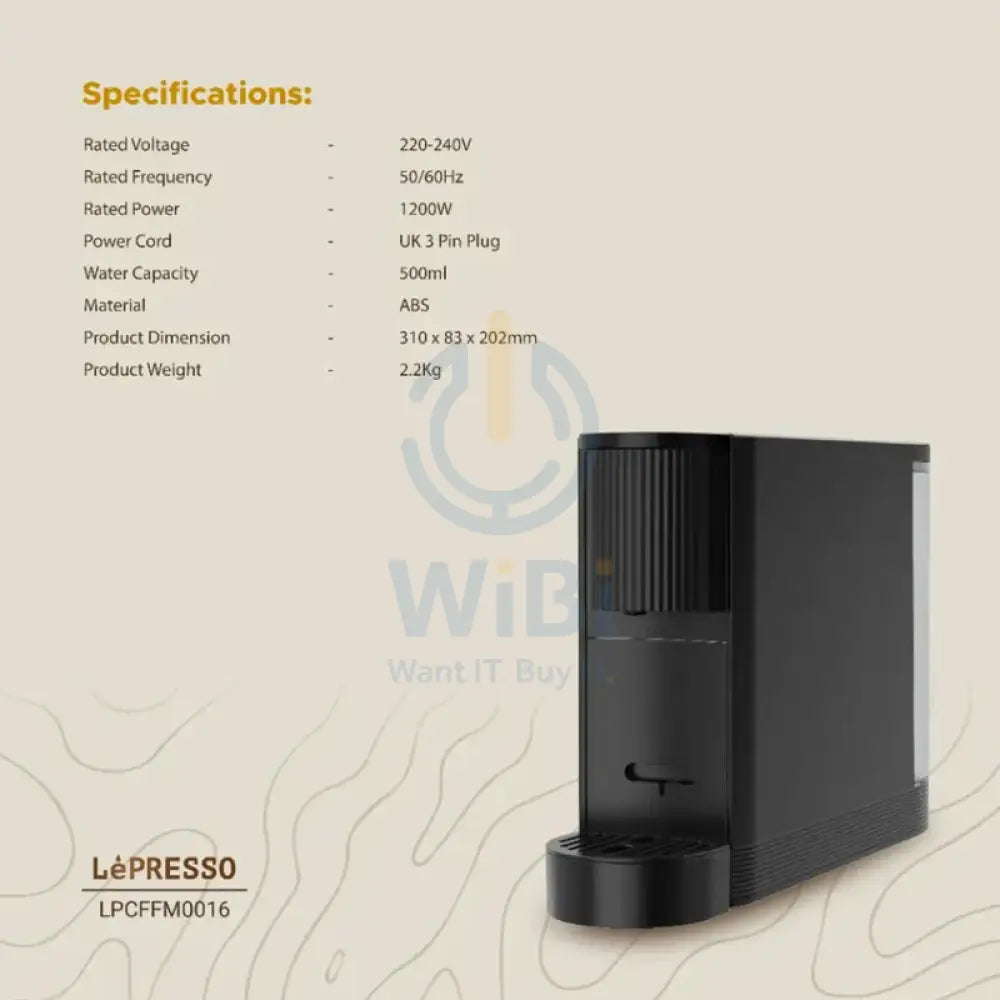 LePresso Automatic Capsule Coffee Maker - Black Accessories > Smart Devices