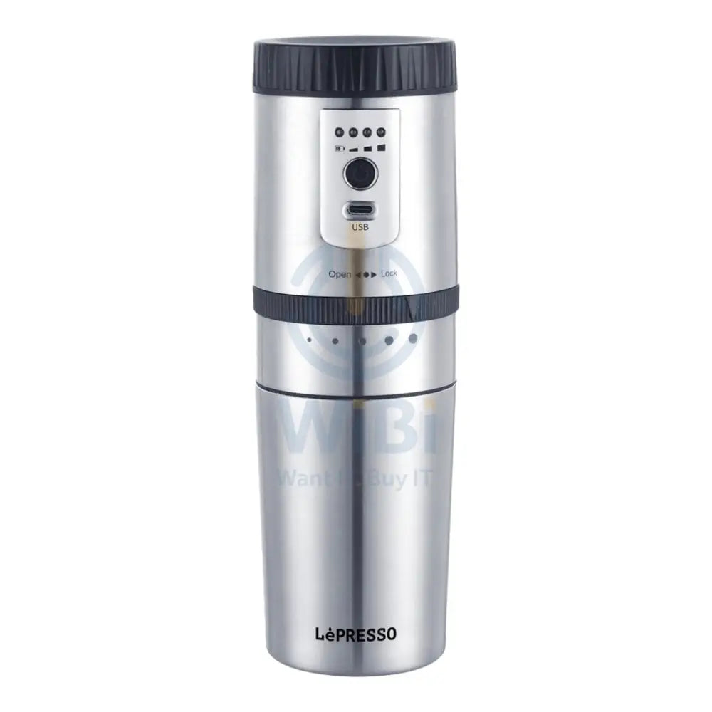 LePresso Portable Mug Burr Grinder Coffee Maker - Silver Accessories > Smart Devices