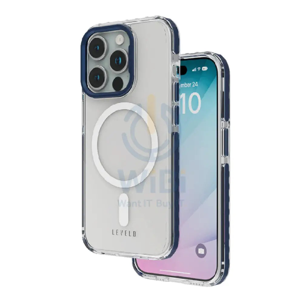 Levelo Magsafe FlexiGuard Transparent Case - iPhone 15 Pro / Blue Accessories > Mobiles & Tablets > Mobiles > Covers &