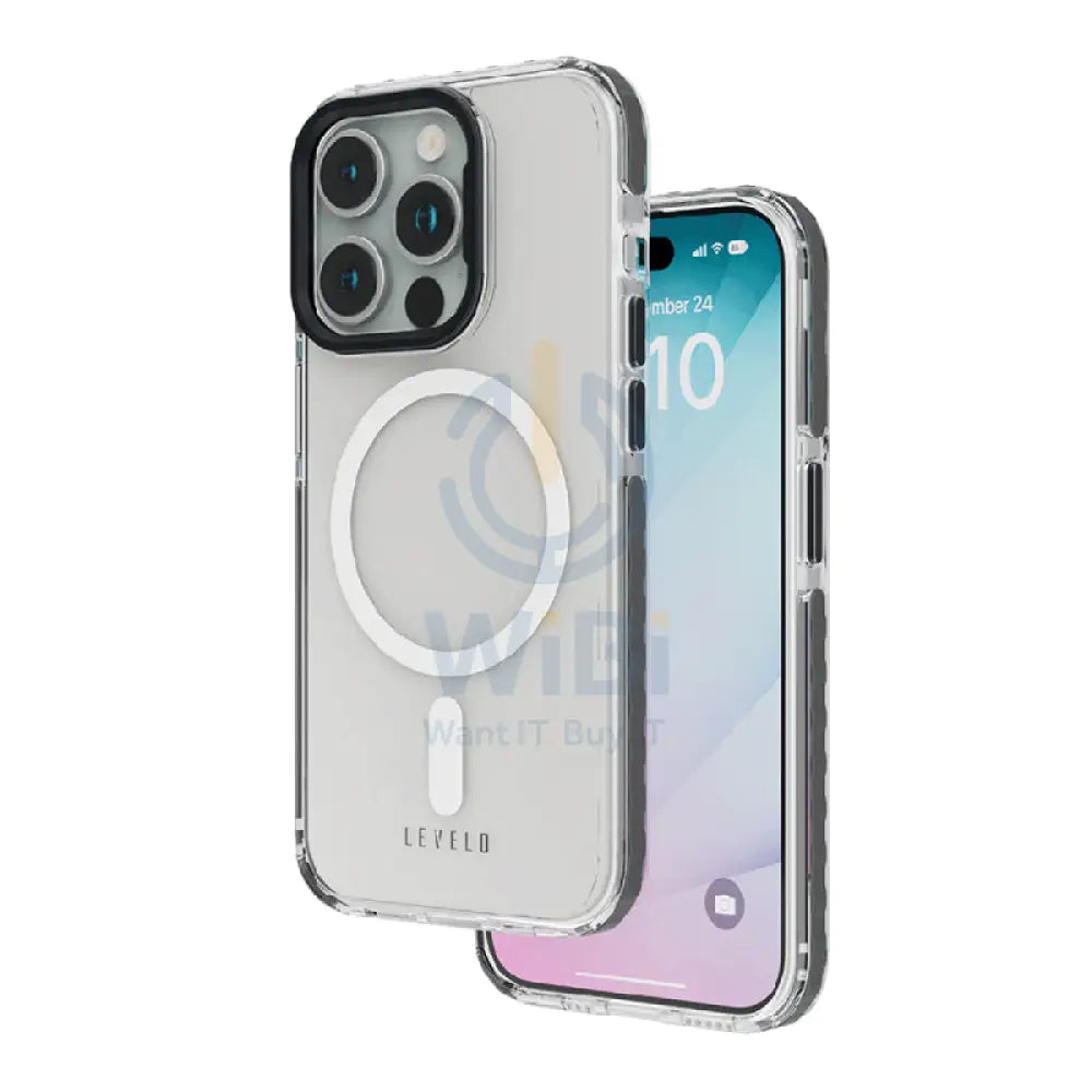 Levelo Magsafe FlexiGuard Transparent Case - iPhone 15 Pro Max / Black Accessories > Mobiles & Tablets > Mobiles >