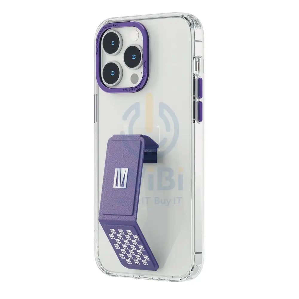 Levelo Morphix Clara Gripstand IMD Clear Back Case - iPhone 14 Pro Max / Deep Purple Accessories > Mobiles & Tablets >