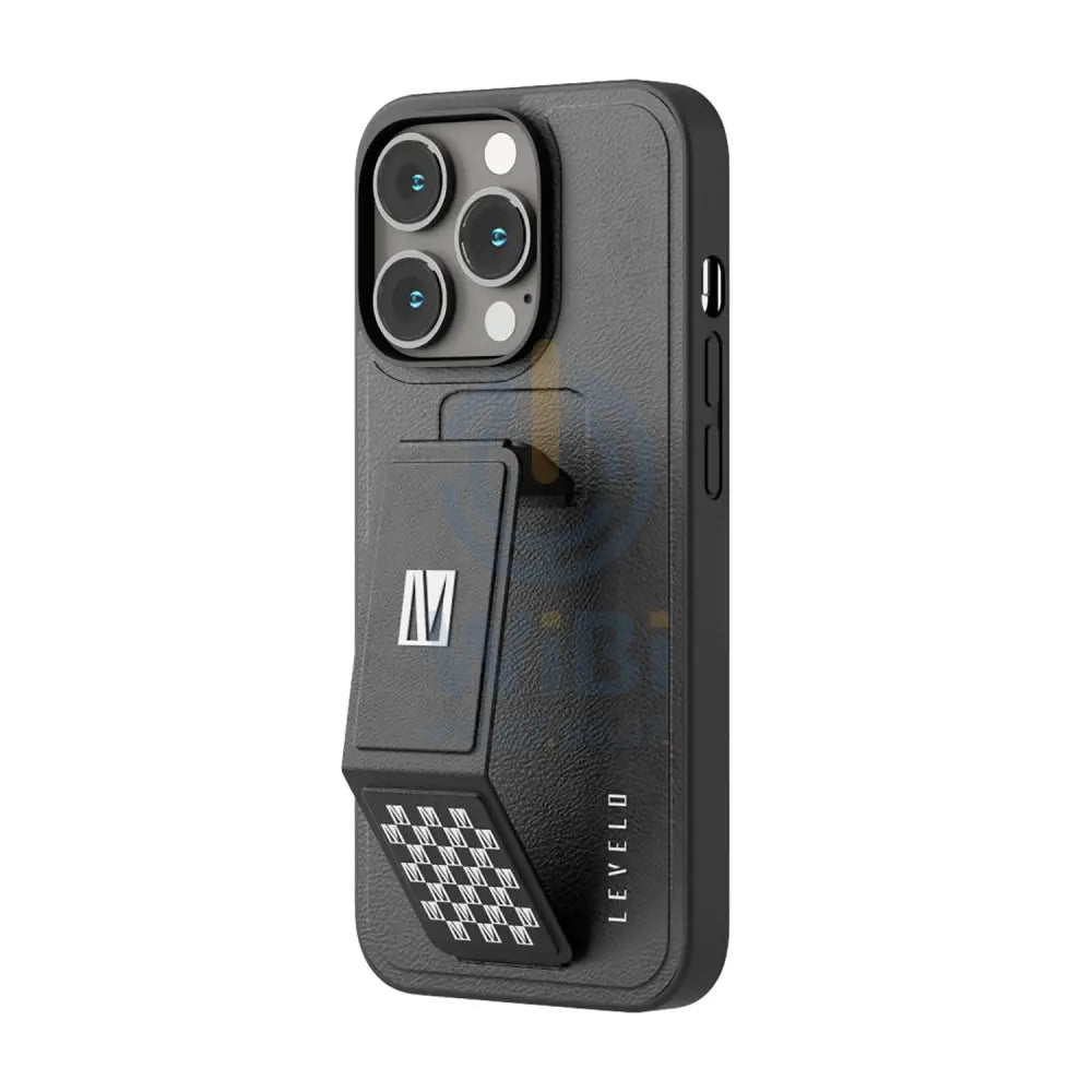 Levelo Morphix Gripstand PU Leather Case - iPhone 14 Pro / Black Accessories > Mobiles & Tablets > Mobiles