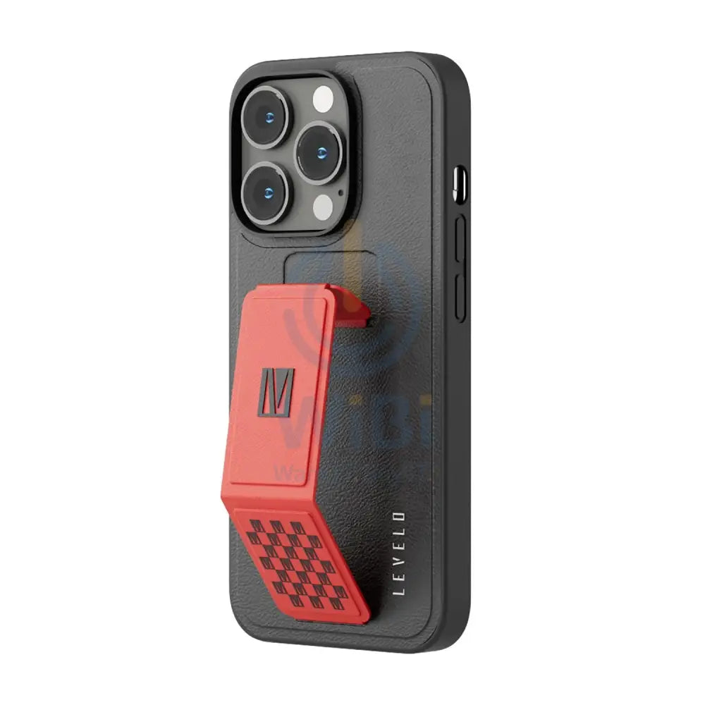 Levelo Morphix Gripstand PU Leather Case - iPhone 14 Pro / Red Accessories > Mobiles & Tablets > Mobiles