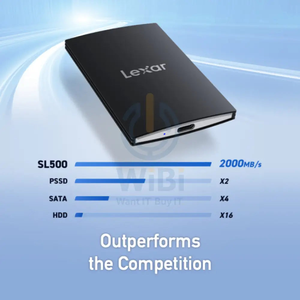 Lexar SL500 Portable SSD - 2TB / Up to 2000MB/s / USB-C 3.2 Gen2x2 / External SSD (Solid State Drive) Storage > USB
