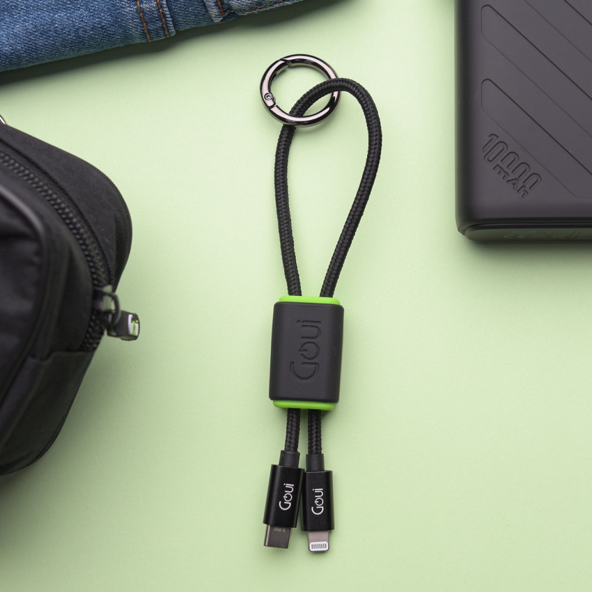 GOUI Lock Key Chain Cable - Lightning / USB-C / Black