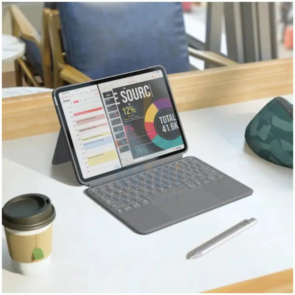 Logitech Combo Touch keyboard Case for iPad Air 11-inch (M2) - Oxford Grey / Arabic Accessories > Mobiles & Tablets >