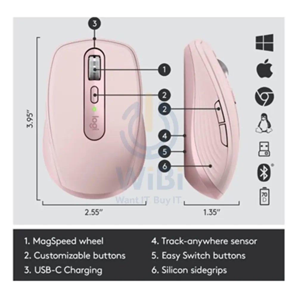 Logitech MX Anywhere 3 Bluetooth Mouse - ROSE Accessories > Keyboard & Mouse