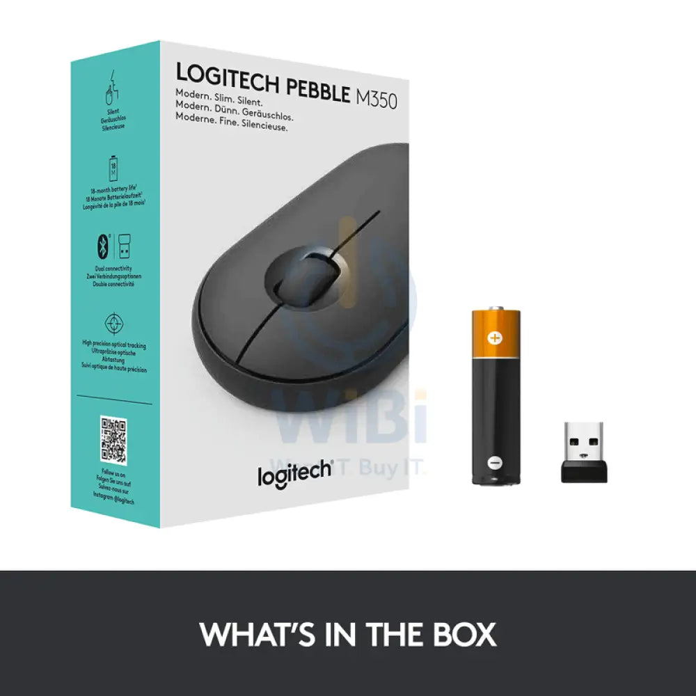Logitech Pebble M350 - Up to 10m / Wireless / Black - Mouse Accessories > Keyboard & Mouse