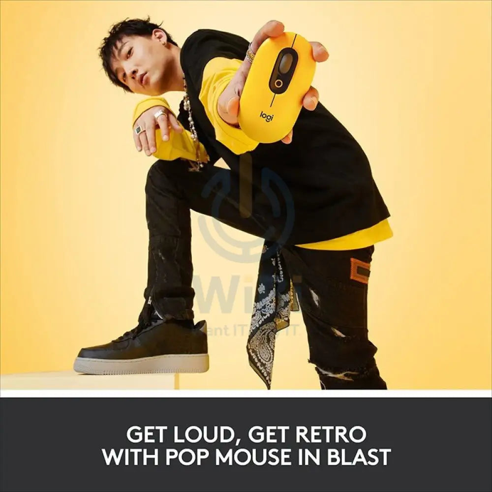 Logitech POP with Emoji Wireless/Bluetooth Mouse Yellow Accessories > Keyboard & Mouse