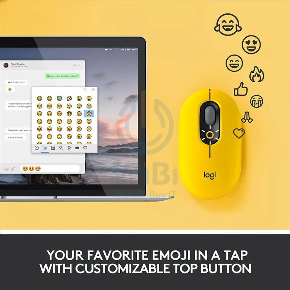 Logitech POP with Emoji Wireless/Bluetooth Mouse Yellow Accessories > Keyboard & Mouse