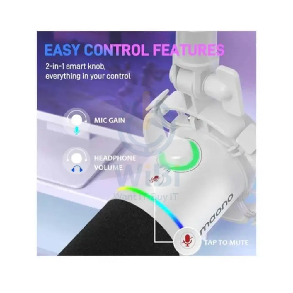 Maonocaster PD200X USB/XLR Dynamic Gaming RGB Microphone - White Accessories > Audio > Microphone