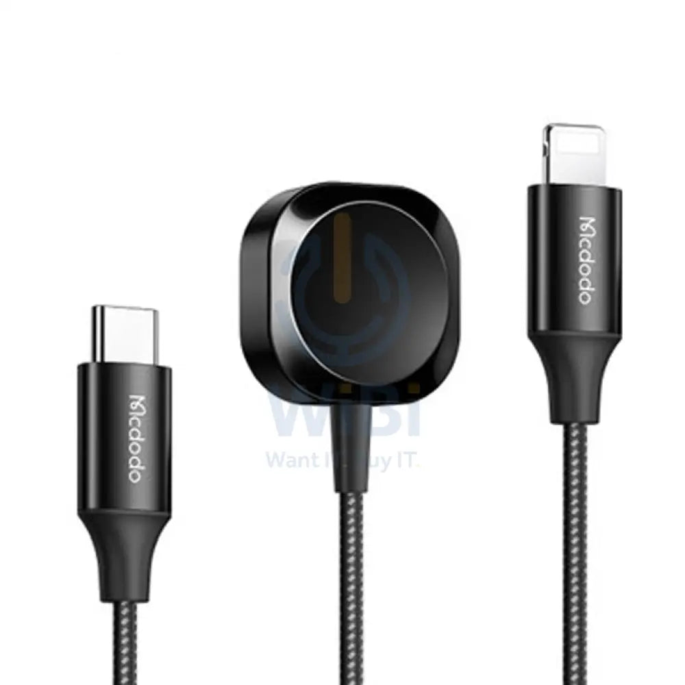 Mcdodo 2 in 1 Magnetic Apple Watch Wireless Charger - 29W / 1.5 Meter / Type-C / Lightning / Black Accessories > Power
